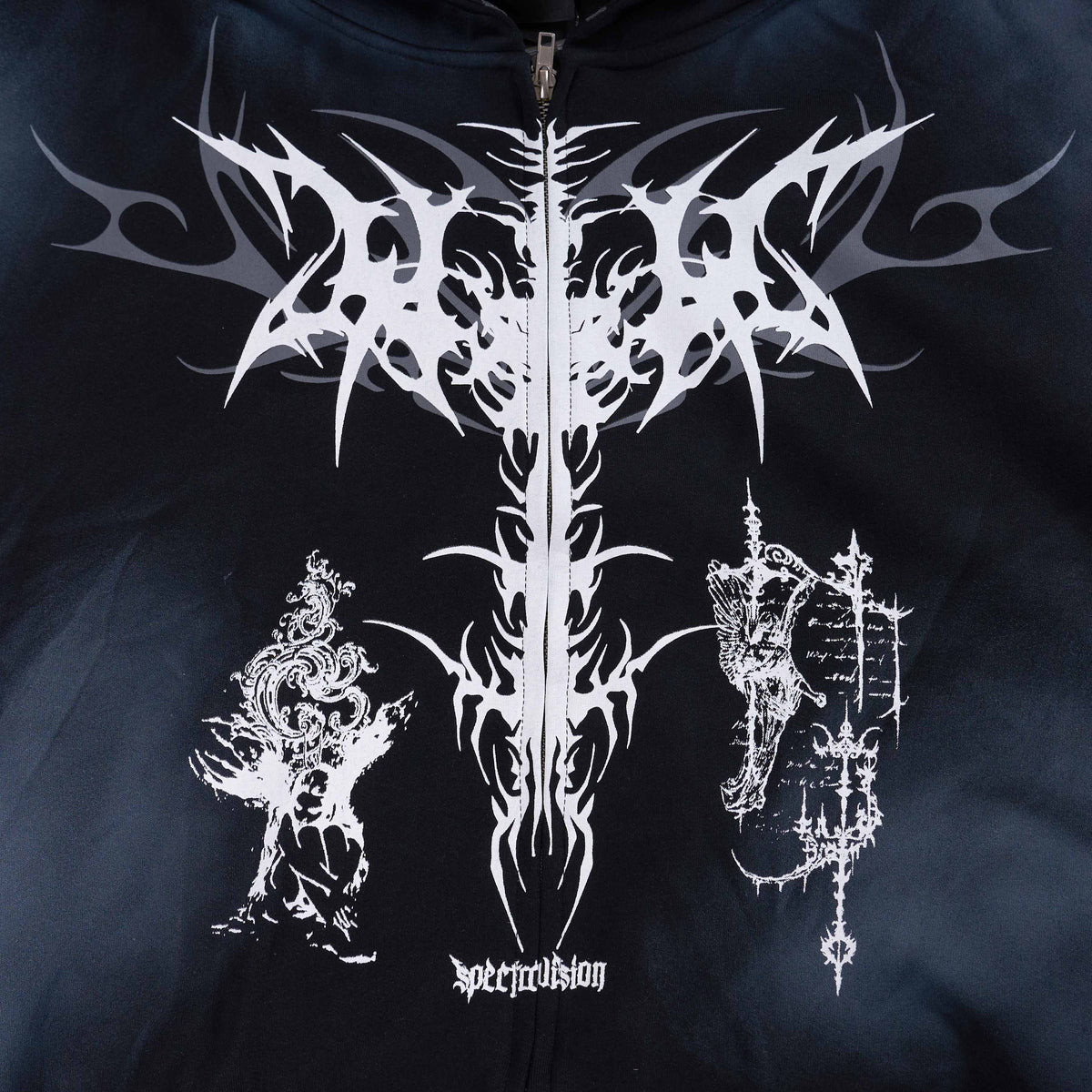 Madxmarx Tribal Graphic Washed Zip-Up Hoodie