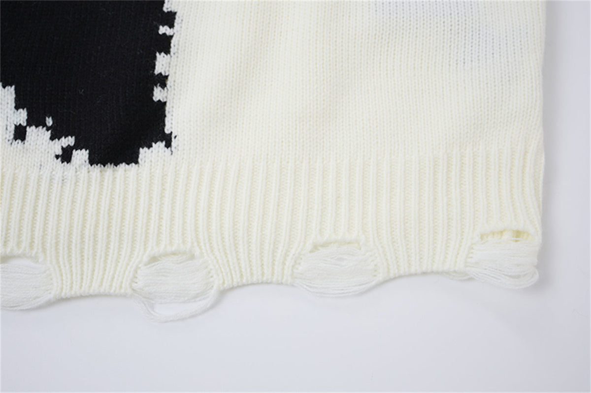 Madxmarx Distressed Cross Knit Sweater