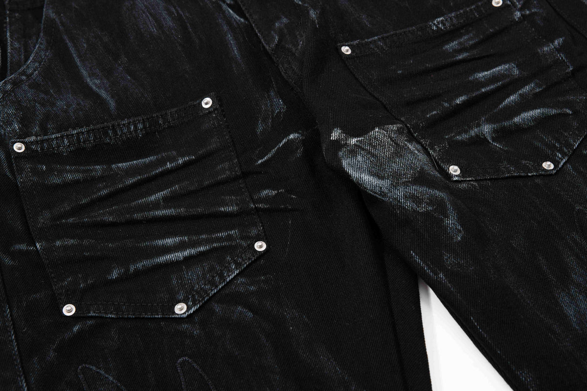 Madxmarx Washed Utility Flare Denim Jeans