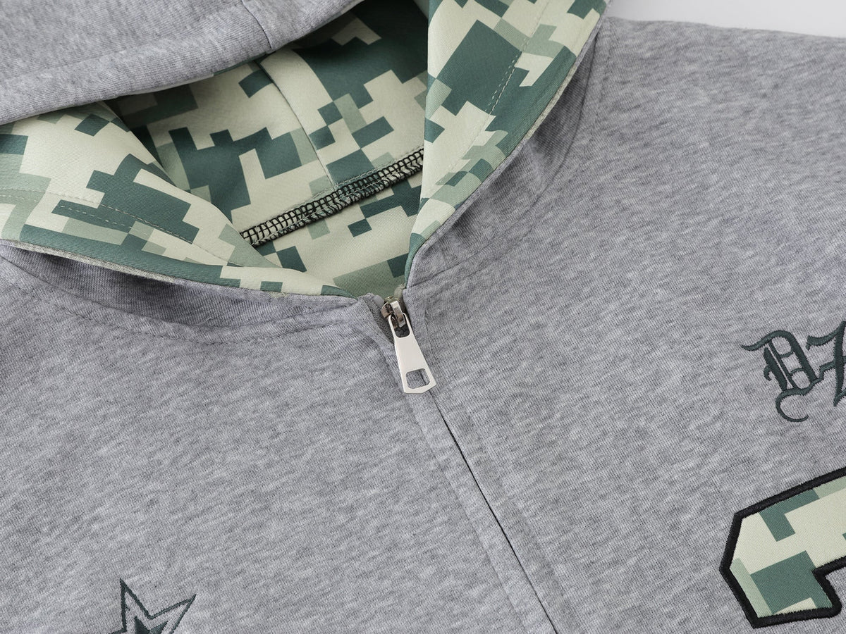 Madxmarx Camo Varsity Zip-Up Hoodie
