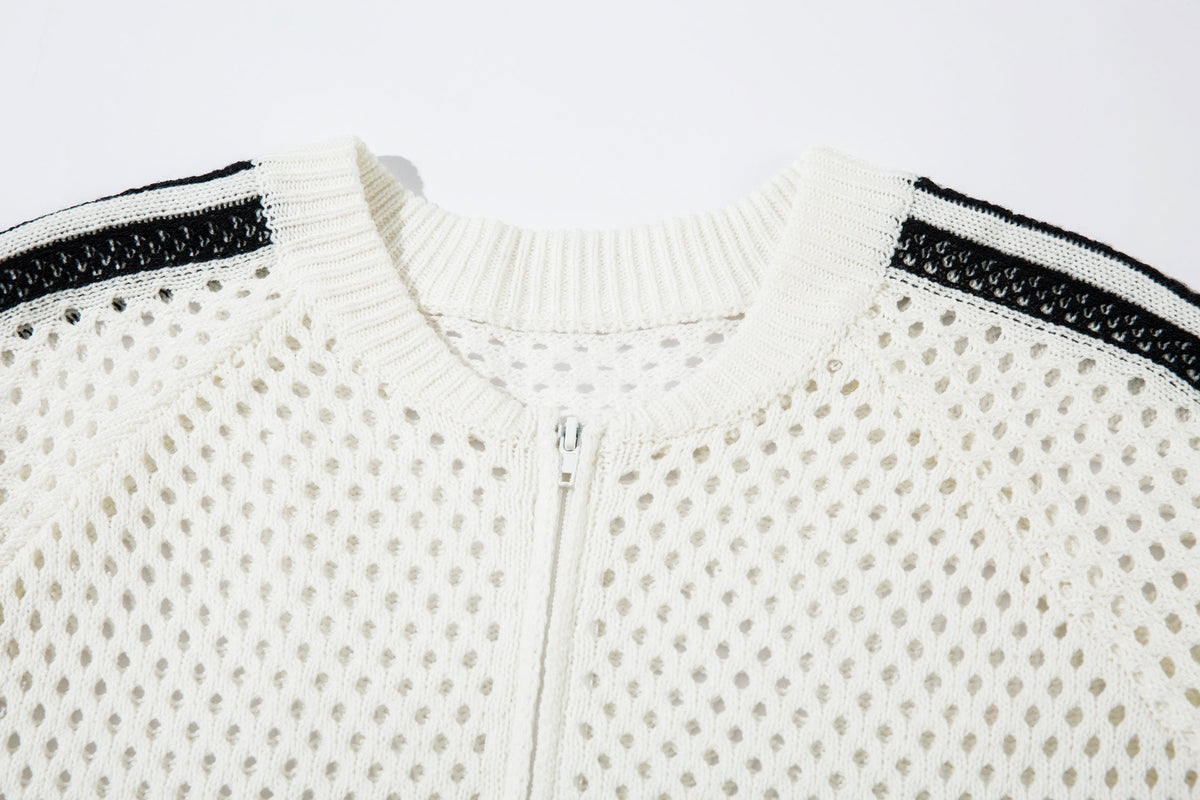 Madxmarx Striped Mesh Zip-Up Jacket