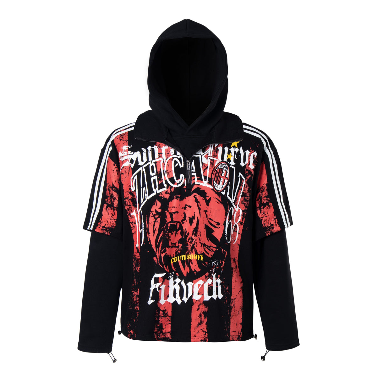 Madxmarx Layered Graphic Hooded Long Sleeve Tee