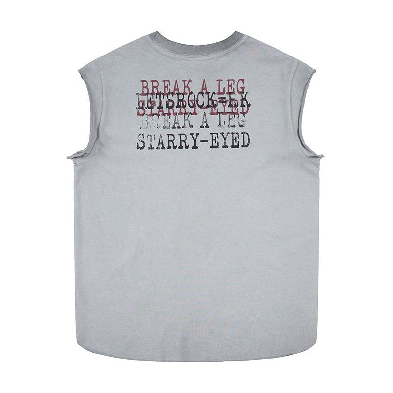 Madxmarx Distressed Cross Sleeveless T-Shirt