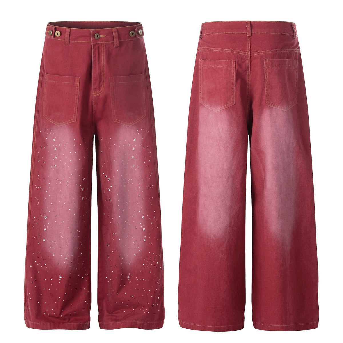 Madxmarx „Vintage Red Splatter Wide-Leg Pants“