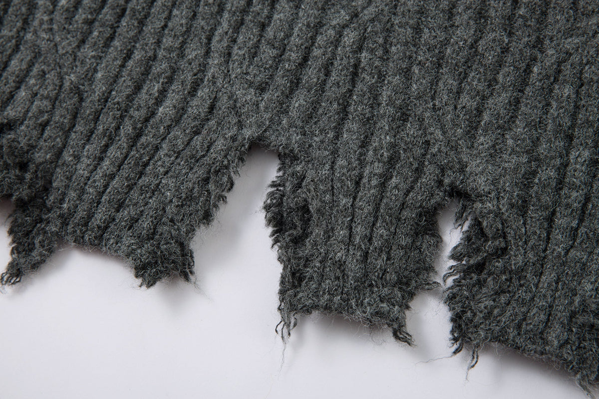 Madxmarx Distressed Ribbed Henley Knit