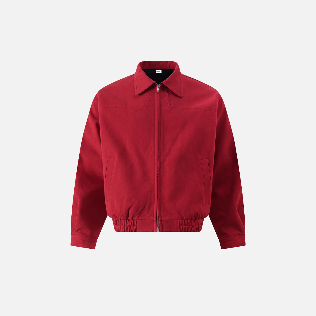 Trendy Red Stylish Loose Fit Cotton Utility Jacket