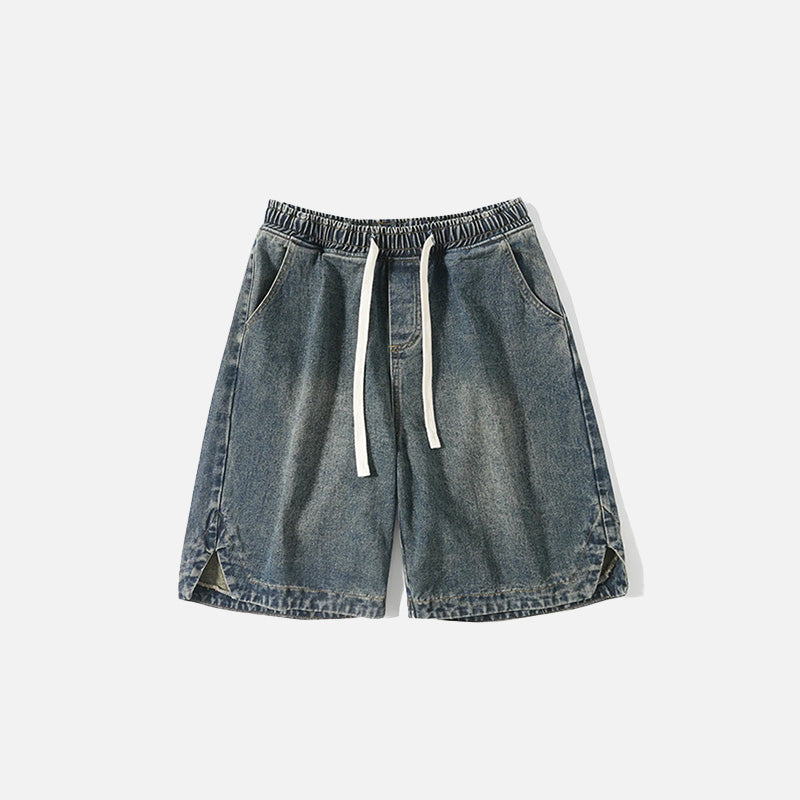 Washed Sports Denim Shorts