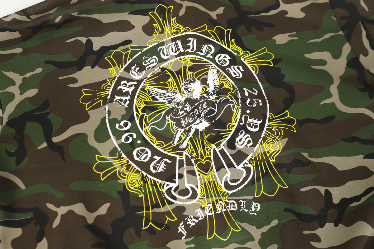 Madxmarx Camo Angel Graphic Zip Hoodie