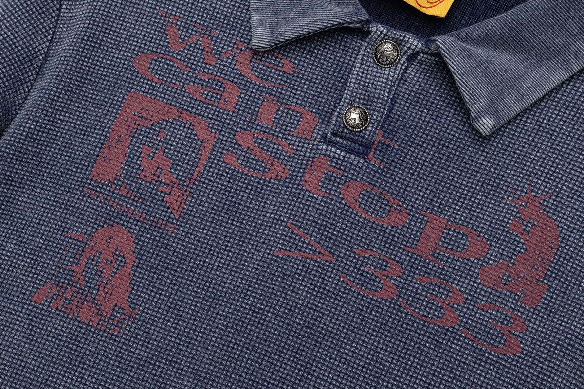 Madxmarx Washed Graphic Polo Long Sleeve