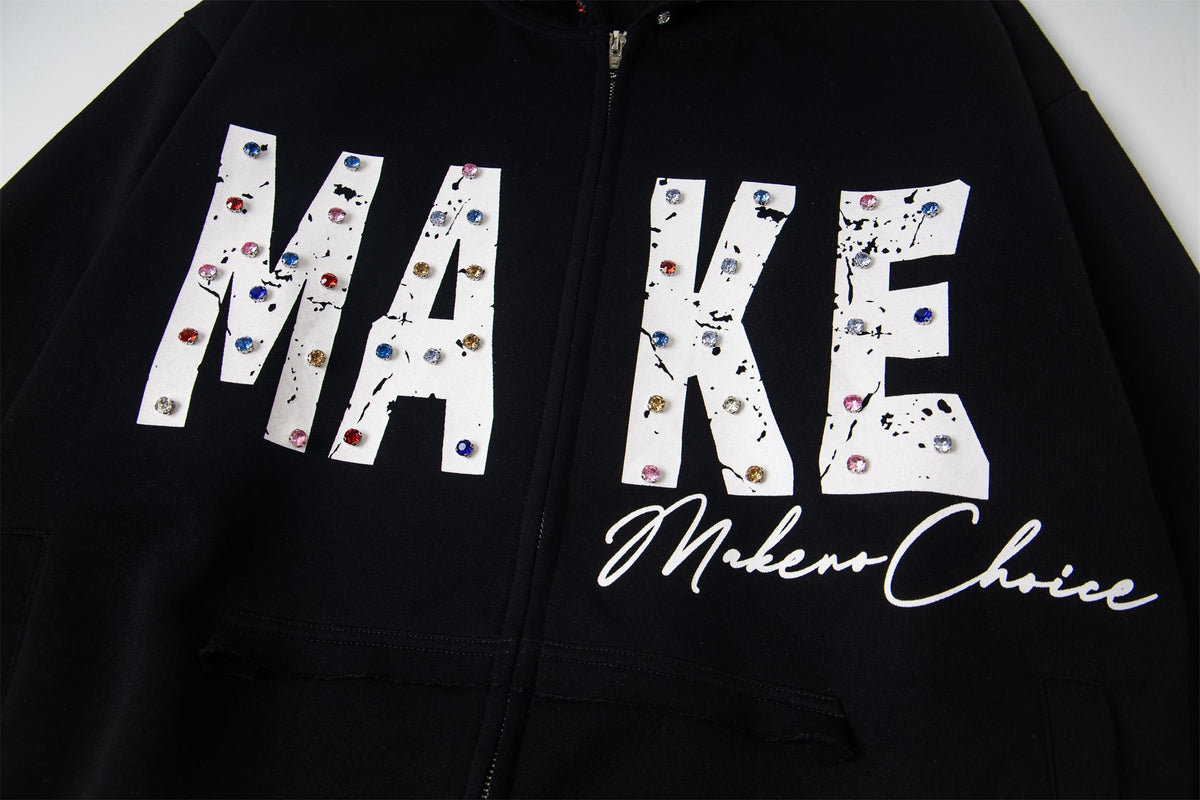 Madxmarx “MAKE” Studded Zip Hoodie