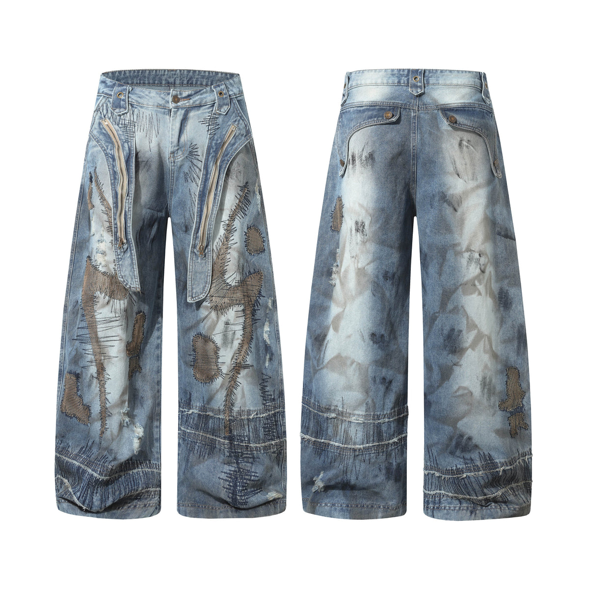 Pantalon en jean patchwork effet vieilli Madxmarx