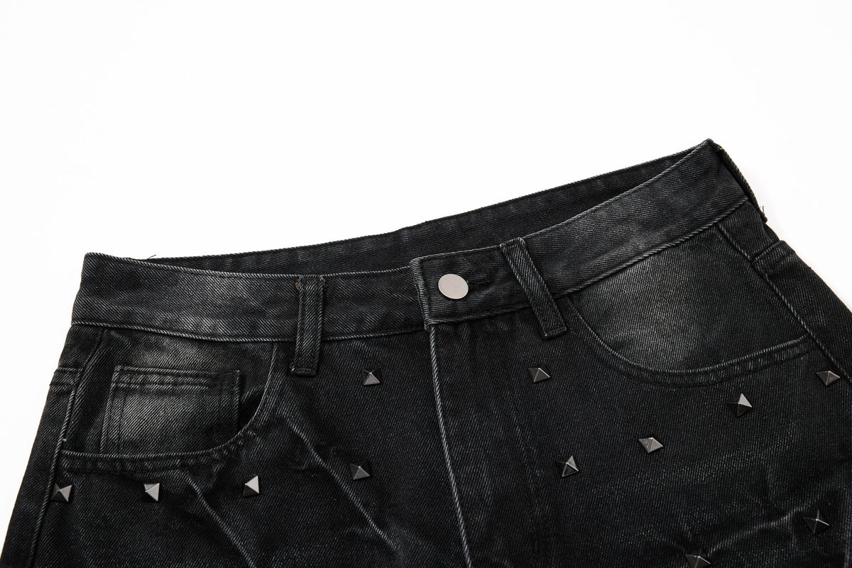 Madxmarx Studded Wide-Leg Denim Jeans