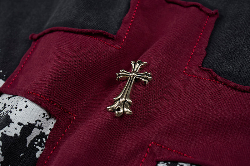 Madxmarx Distressed Cross Sleeveless T-Shirt