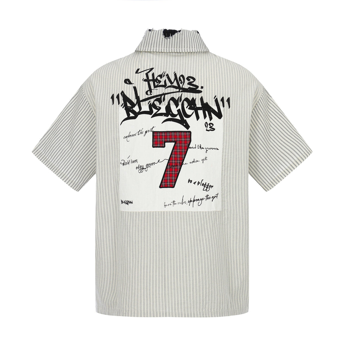 Madxmarx “Pinstripe Patch Graphic Shirt”
