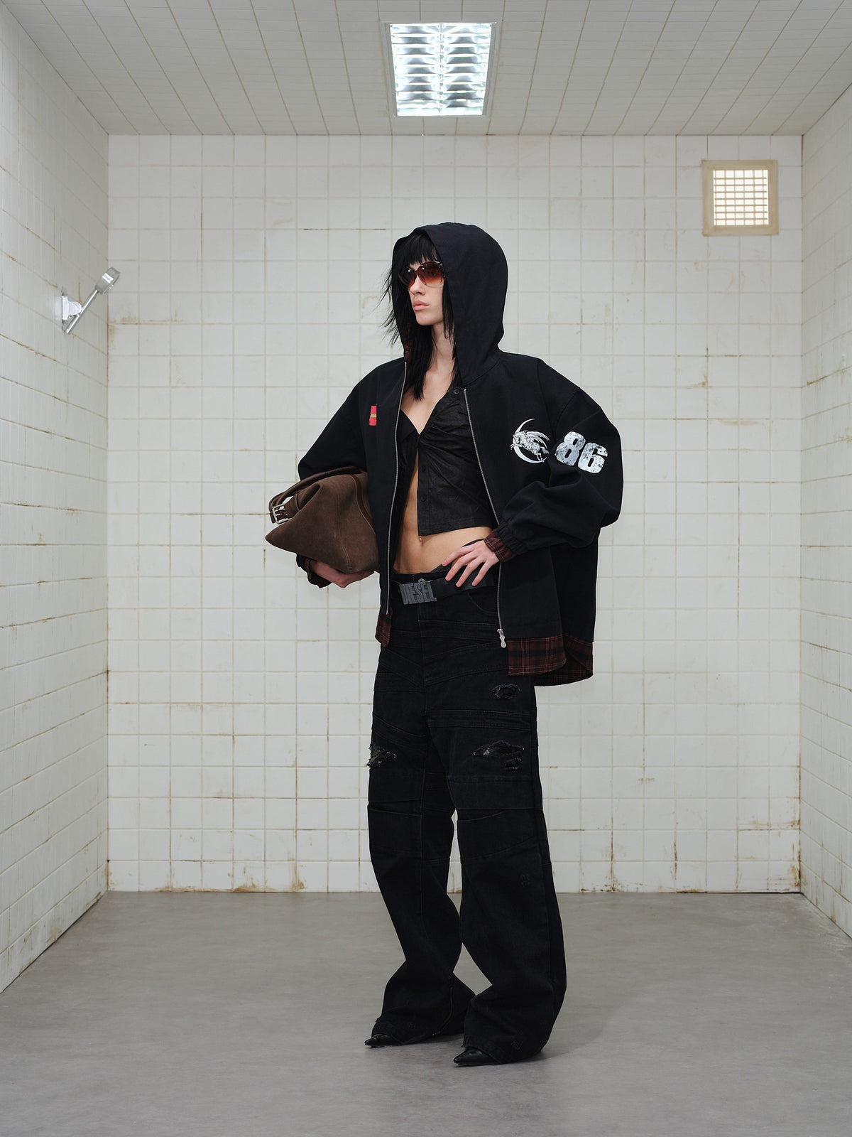 Madxmarx Plaid-Lined Zip Hoodie