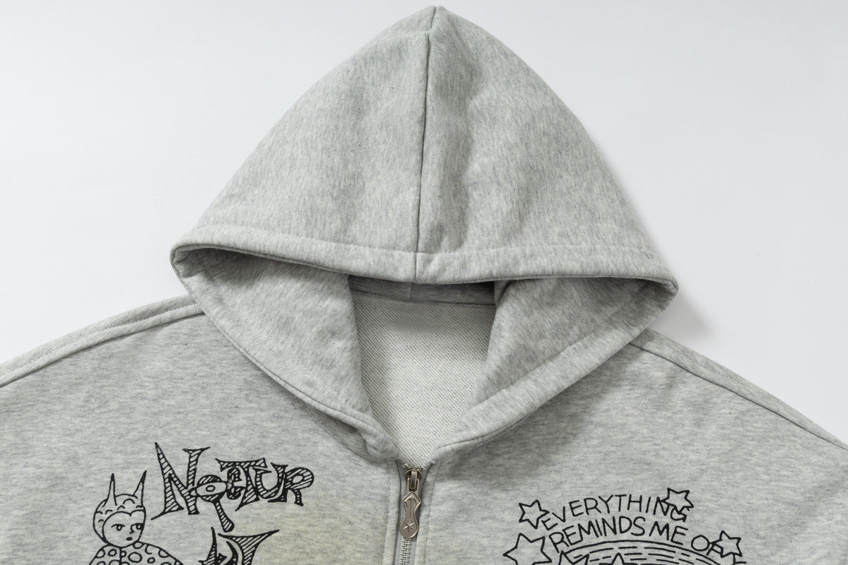 Madxmarx Doodle Graphic Zip Hoodie