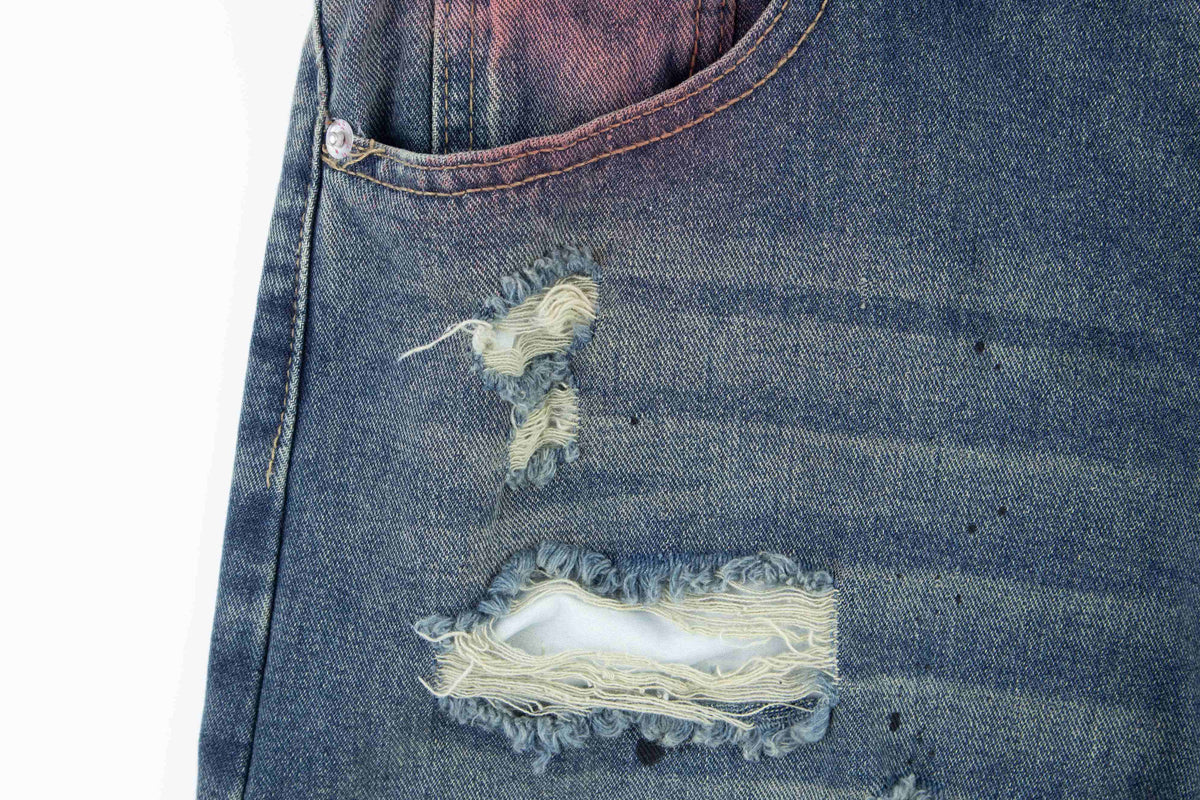 Madxmarx Distressed-Jeans mit weitem Bein in Washed-Optik