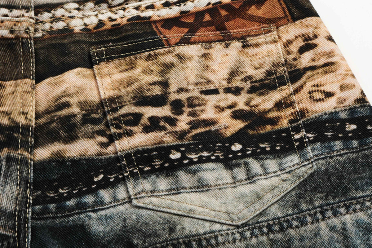 Madxmarx Vintage Chain Patchwork Wide-Leg Jeans