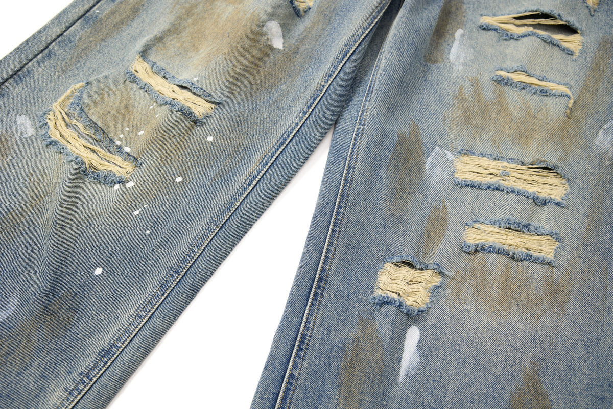 Madxmarx Distressed Vintage Washed Denim Pants