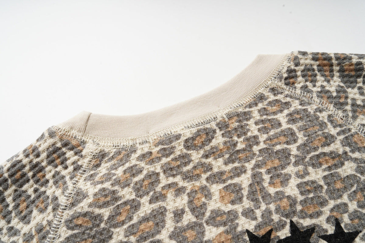 Madxmarx Leopard Varsity Graphic Long Sleeve Tee