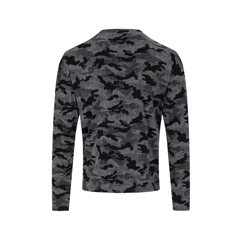 Madxmarx Camo Distressed Graphic Long Sleeve Tee