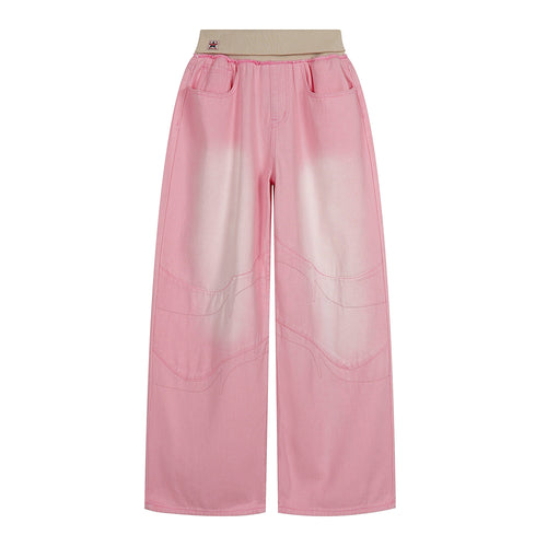 Madxmarx Pink Washed Wide-Leg Jeans - S / Pink