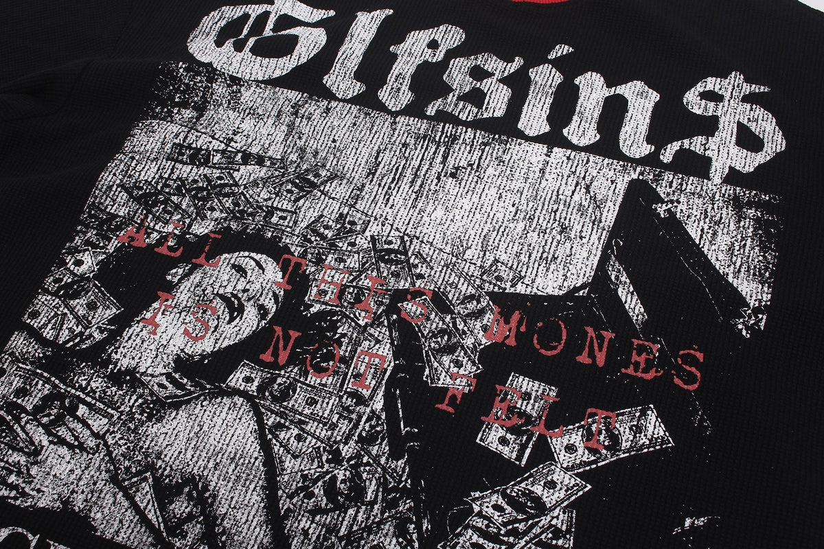Madxmarx Vintage-Langarmshirt mit Waffelstruktur und Grafikaufdruck