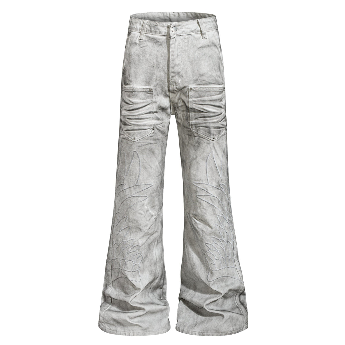 Madxmarx Washed Utility Flare Denim Jeans