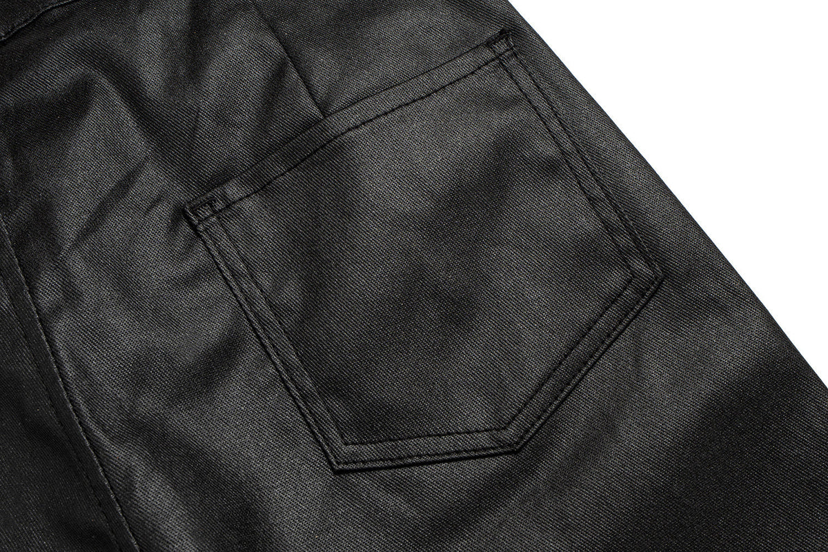 Pantalon en cuir à fermeture éclair et découpes Madxmarx