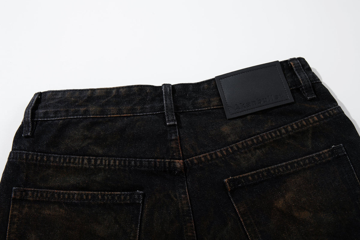 Madxmarx Hand-Painted Washed Wide-Leg Jeans