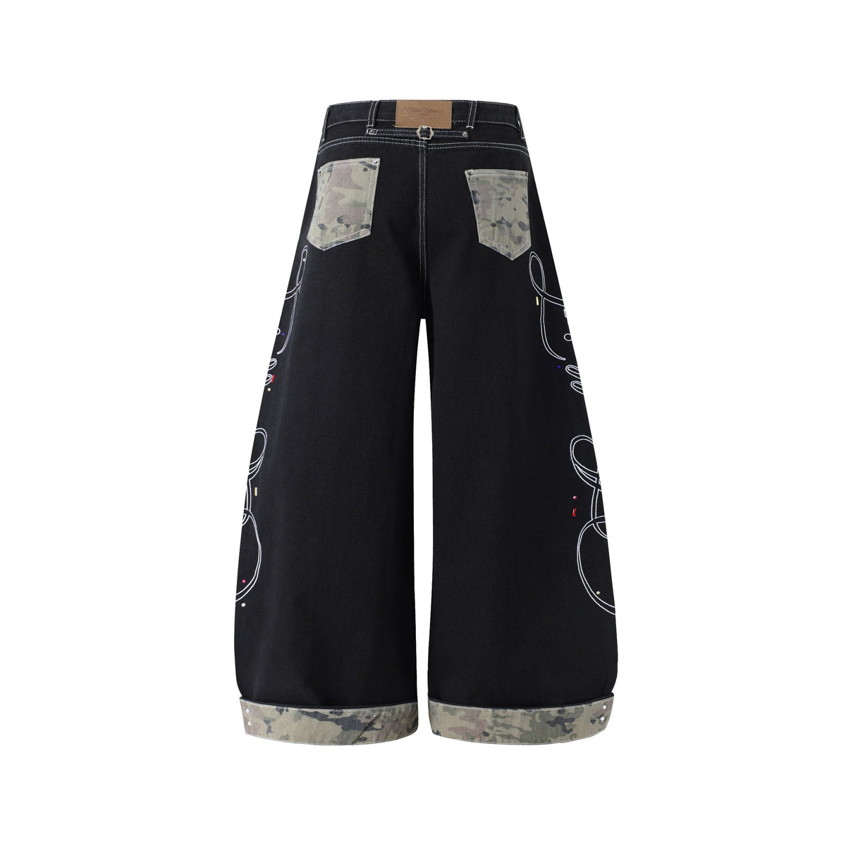 Madxmarx Camo Trim Wide-Leg Jeans