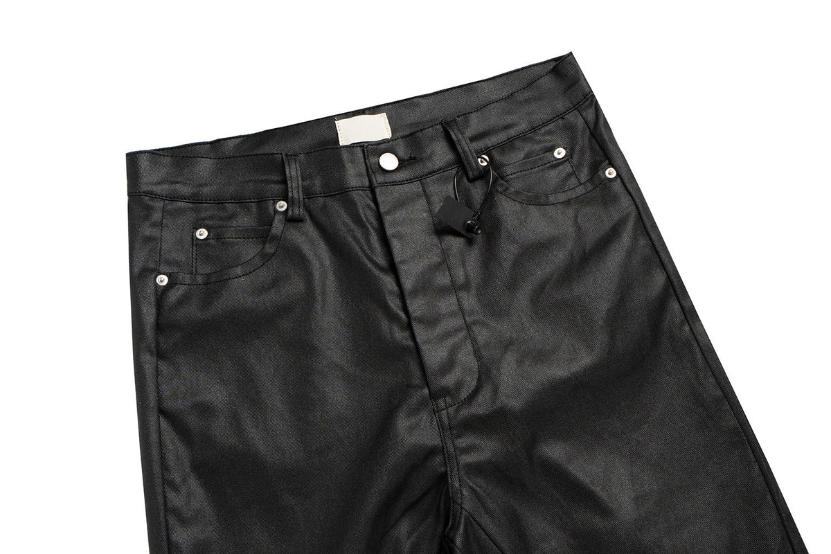 Pantalon en cuir à fermeture éclair et découpes Madxmarx