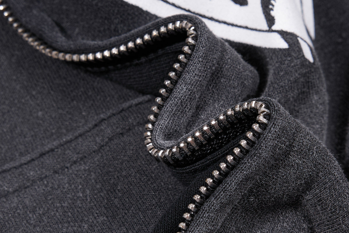 Madxmarx Washed Crest Graphic Zip-Up Hoodie