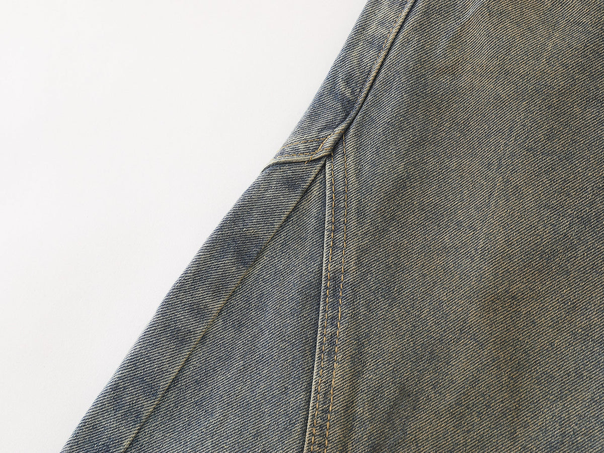 Madxmarx Faded Curved-Panel Wide-Leg Denim Pants