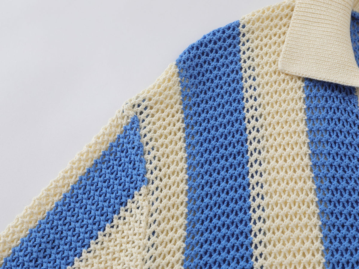 Madxmarx Retro Mesh Knit Polo Sweater
