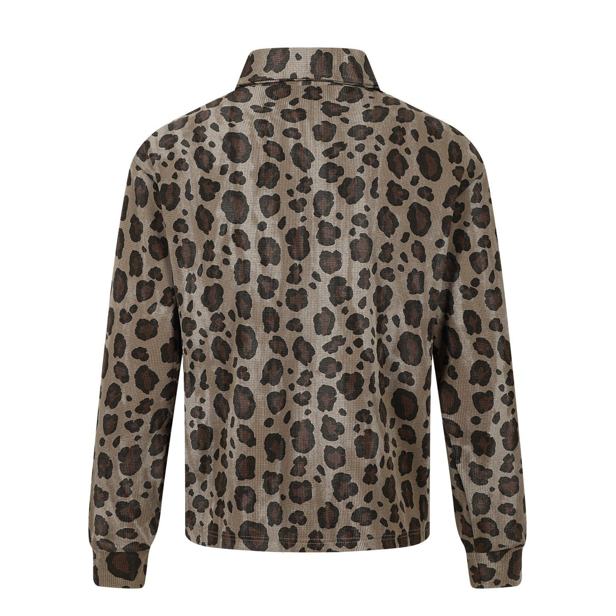 Madxmarx Leopard Print Long Sleeve Polo