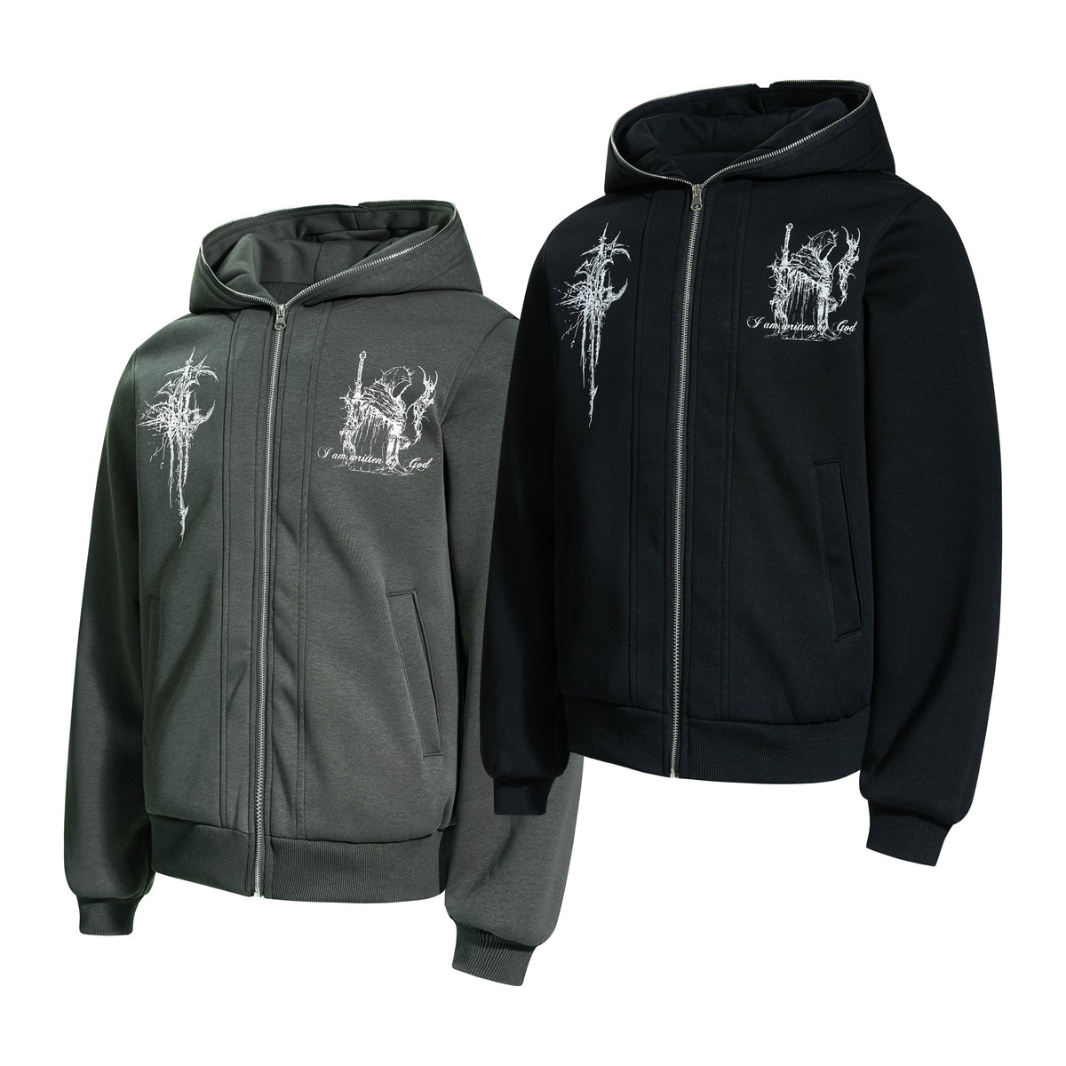 Madxmarx Gothic Line Art Zip Hoodie