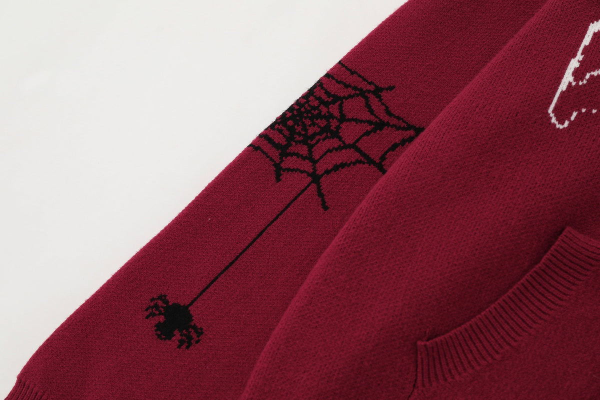 Madxmarx Spider Web Knit Zip Hoodie