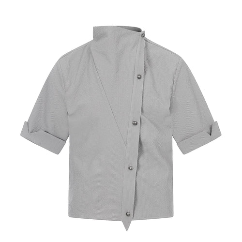 Madxmarx “Asymmetrical Stand-Collar Shirt” - S / Grey
