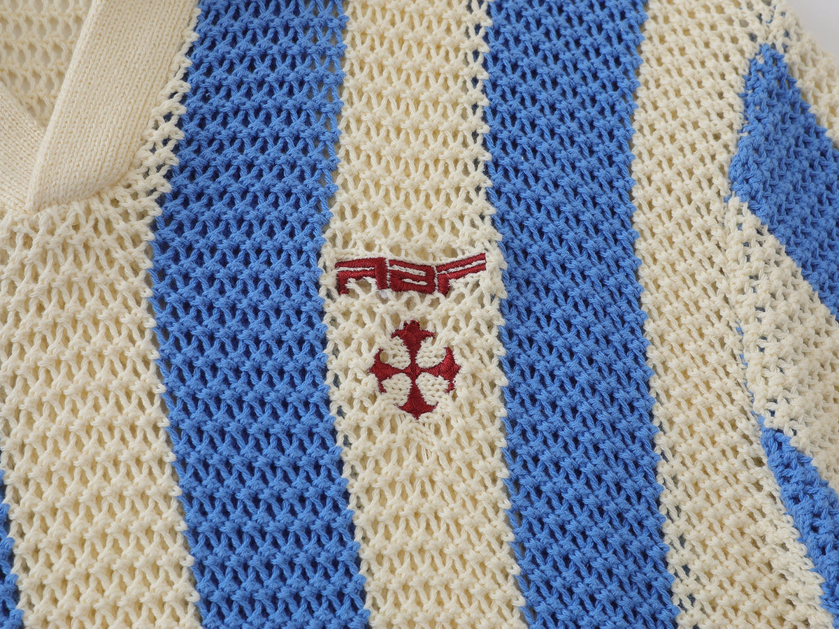 Madxmarx Retro Mesh Knit Polo Sweater