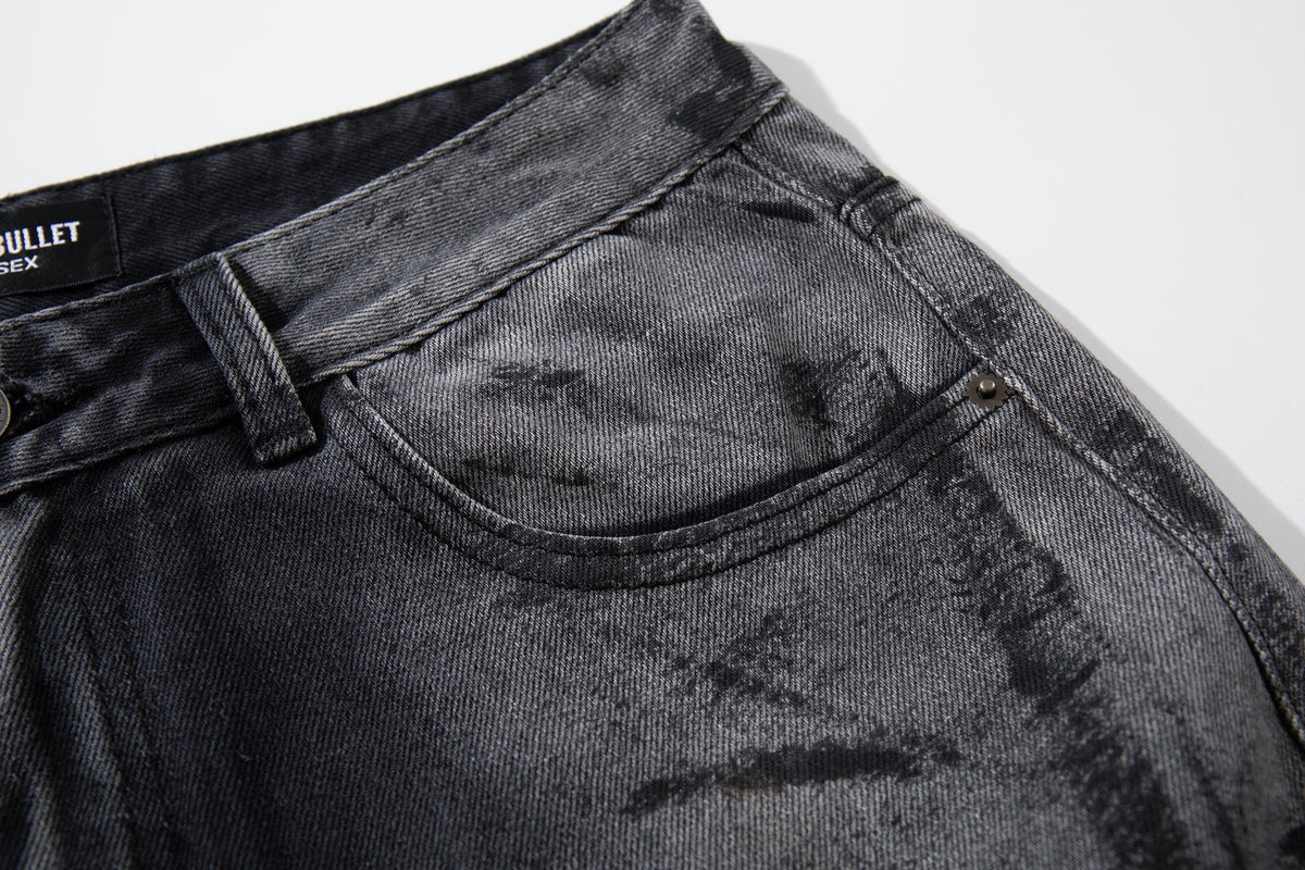 Madxmarx Smoke-Texture Wide-Leg Jeans
