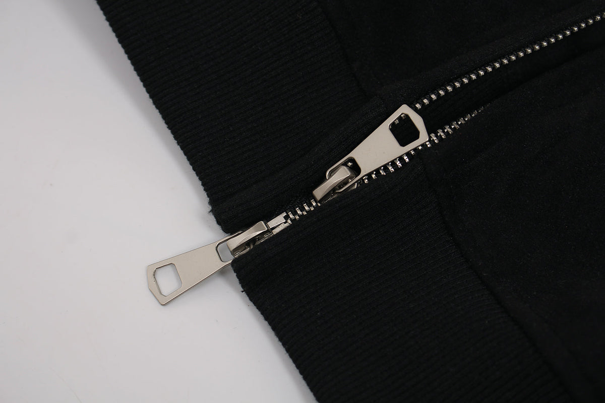 Madxmarx Suede-Finish Retro Zip Hoodie