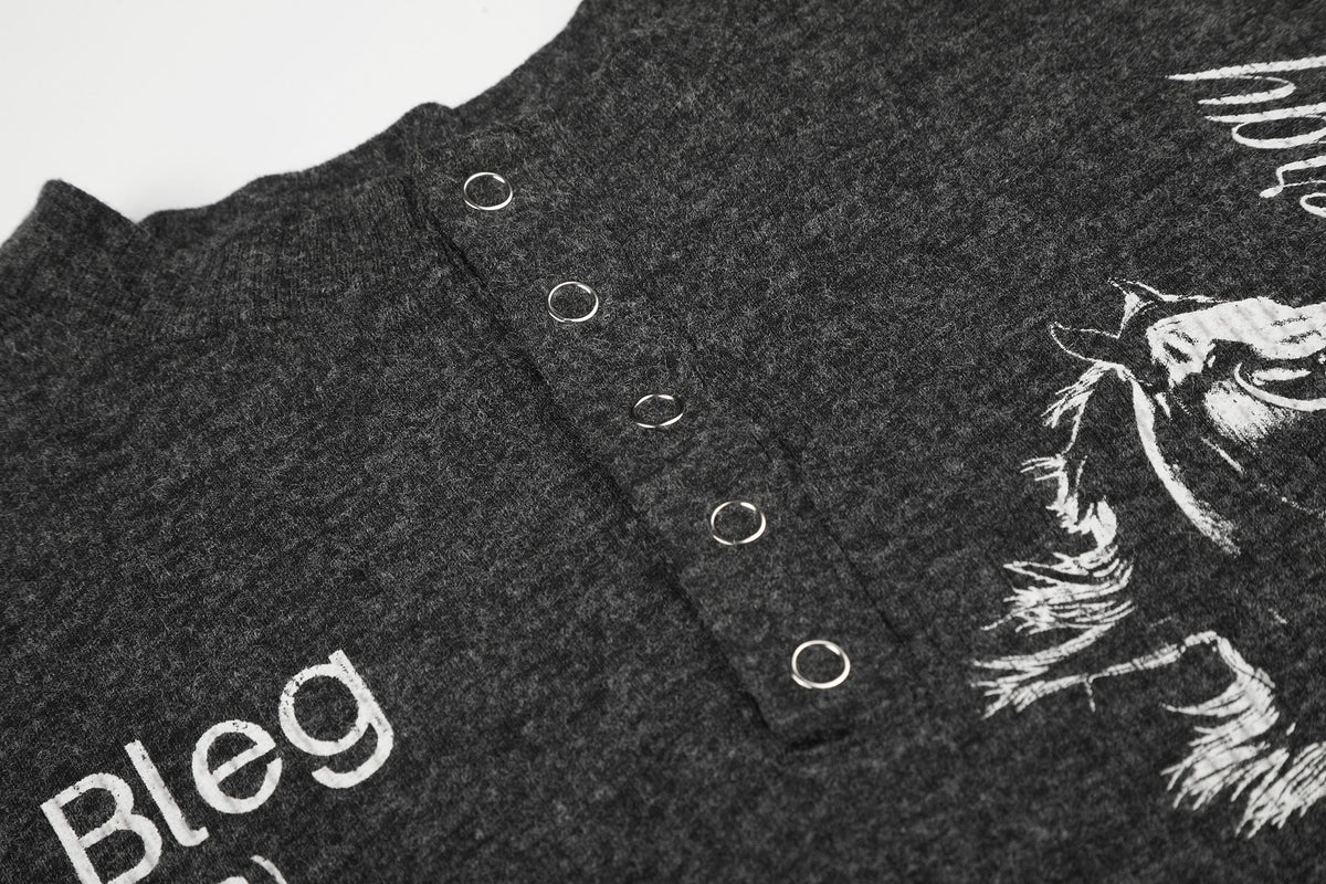 Madxmarx Vintage Horse Graphic Henley Long Sleeve