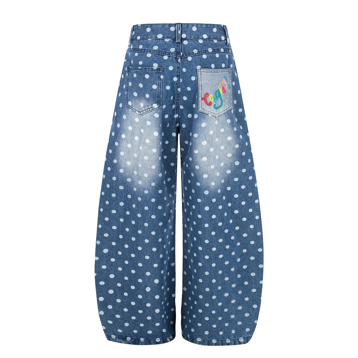 Madxmarx Jeans aus gewaschenem Denim mit Punkten