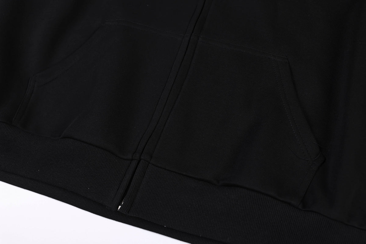 Madxmarx Faux Fur Trim Graphic Zip-Up Hoodie