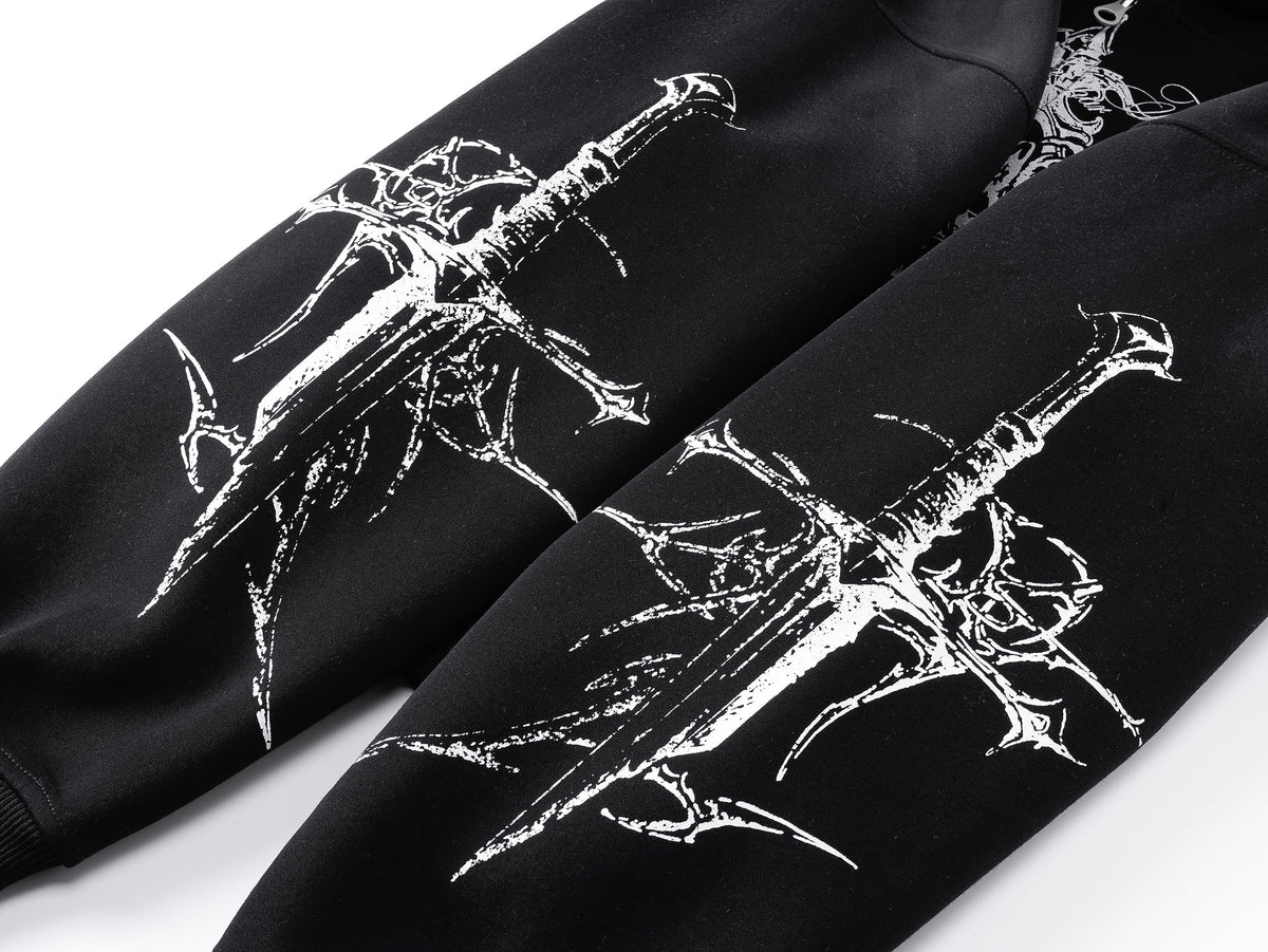 Madxmarx Gothic Cross Zip Hoodie