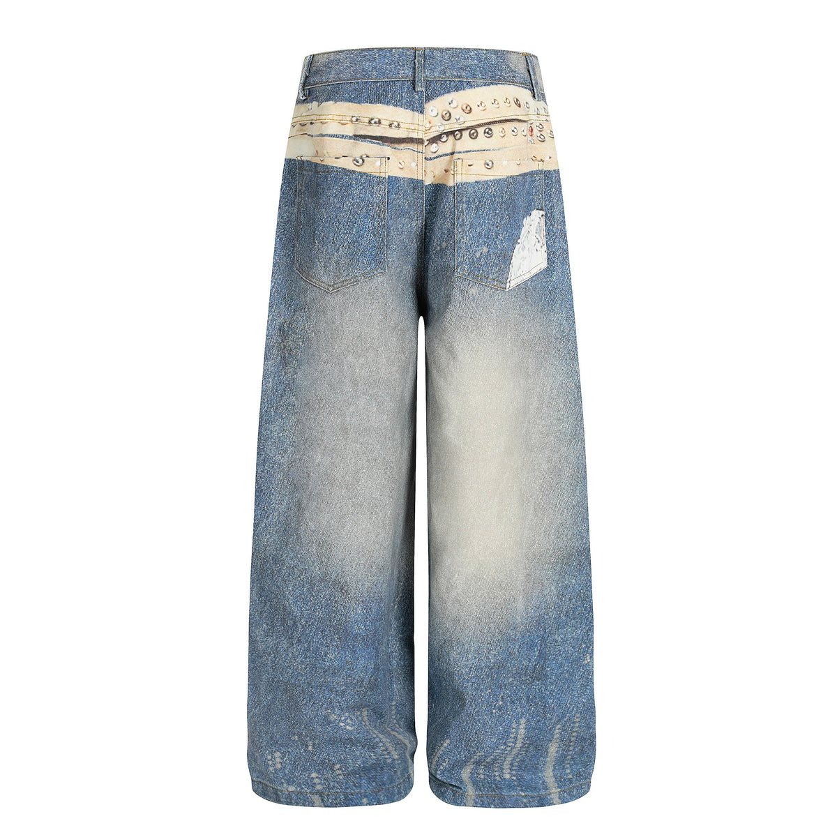 Calça Jeans com Estampa de Cinto de Tachas Madxmarx