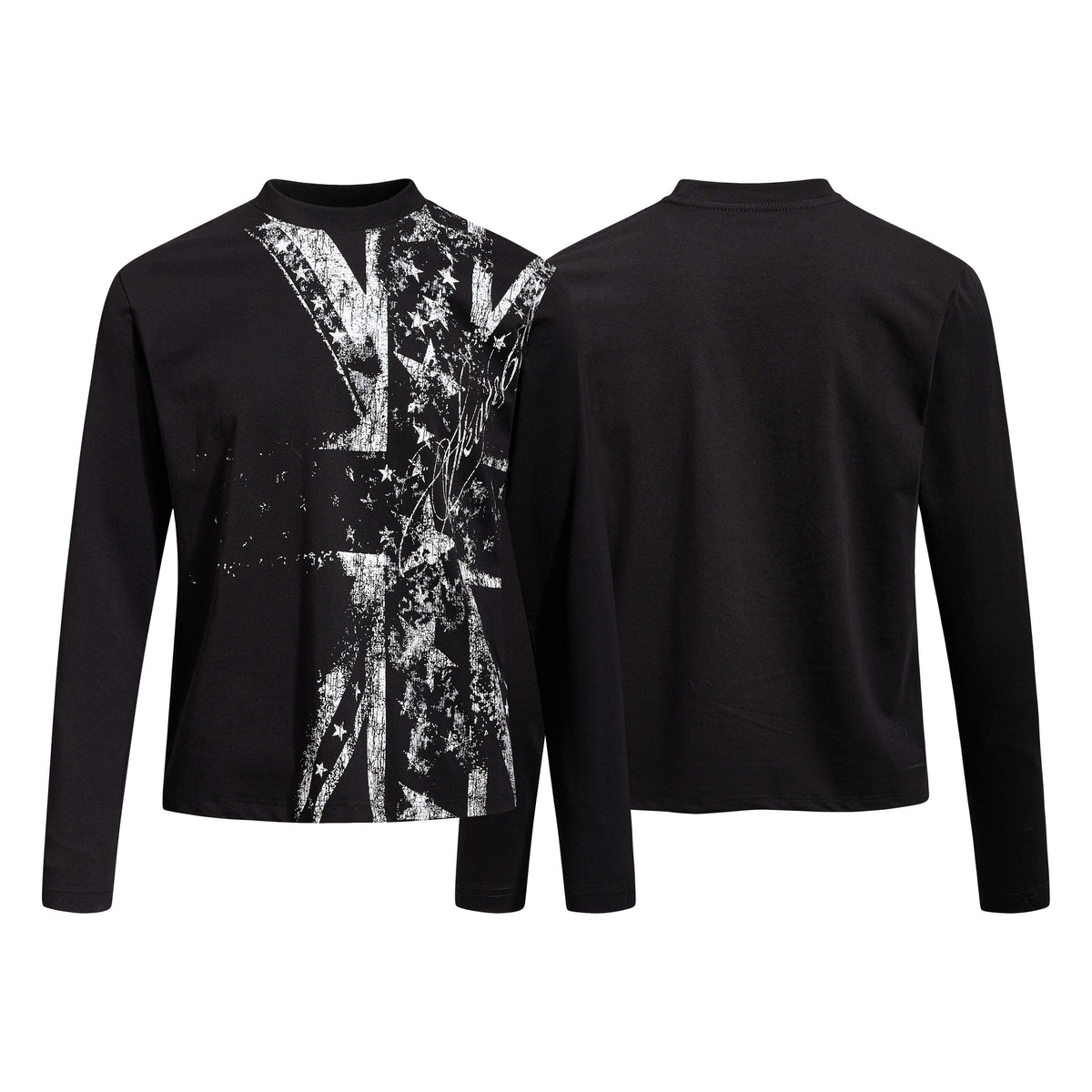 Madxmarx Distressed Union Graphic Long Sleeve Tee