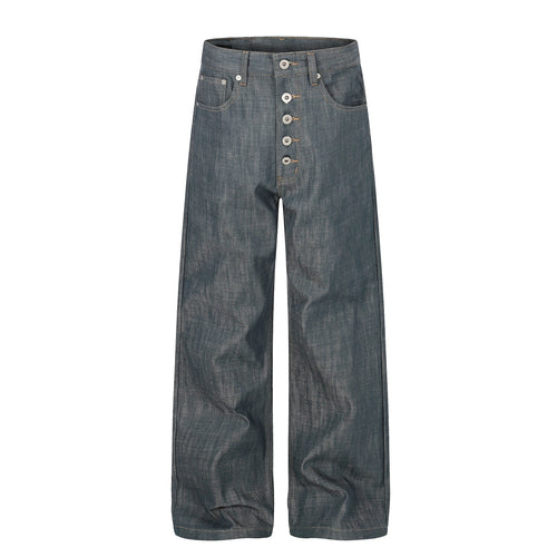 Madxmarx “Jeans de mezclilla con botones en gris lavado” - S / Azul