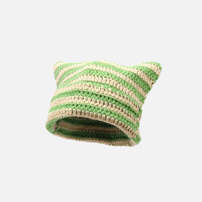 Cute Cat Ears Striped Beanie